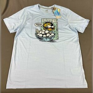 Puma Golf Shirt Tee T-Shirt Cloudspun Breakfast Ball Print Medium Polyester